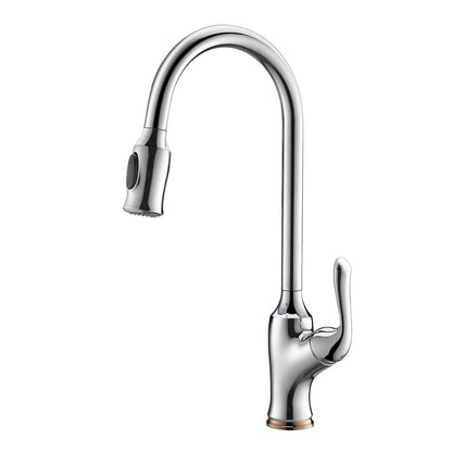 Pull-Down Kitchen Sink Faucet Copper Mixer Tap Pull-out Silver Lead-free Kitchen Faucet KJZY50