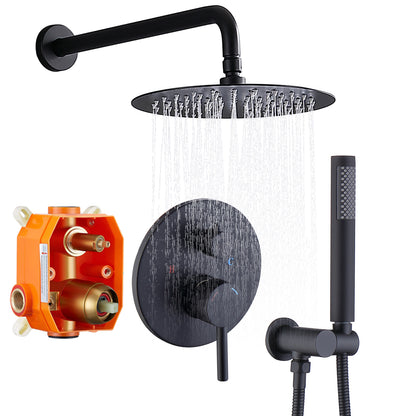 Shower System Shower Faucet Combo Set Wall Mounted with 10" Rainfall Shower Head and handheld shower faucet, Matte Black Finish with Brass Valve Rough-In