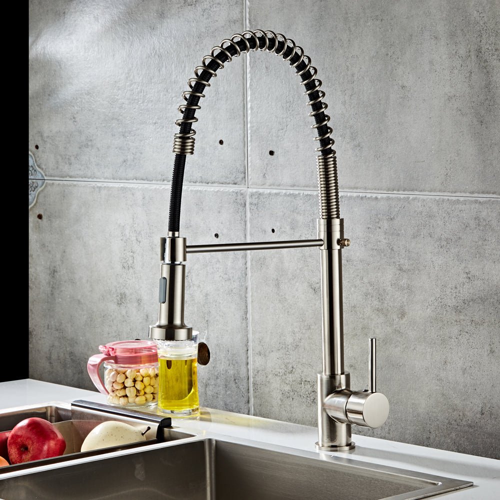 Pull-down Kitchen Faucet-Brushed Nylon Water Pipe