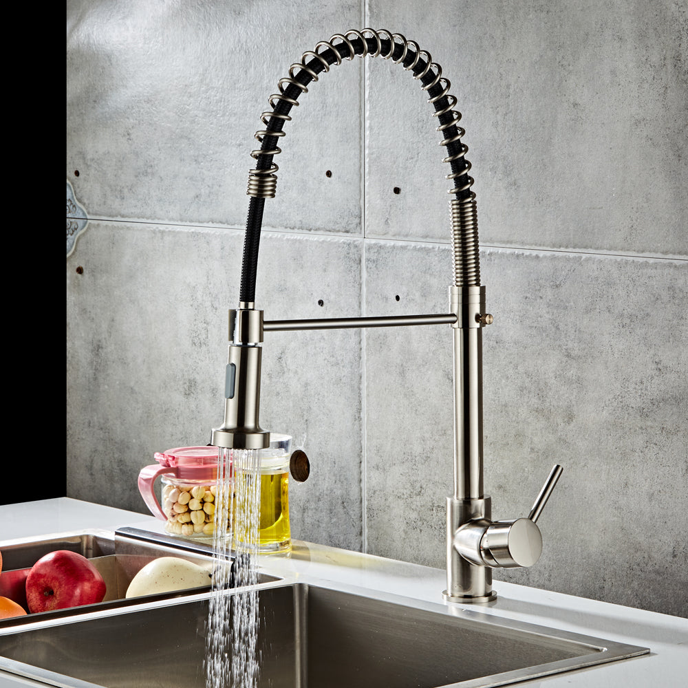 Pull-down Kitchen Faucet-Brushed Nylon Water Pipe