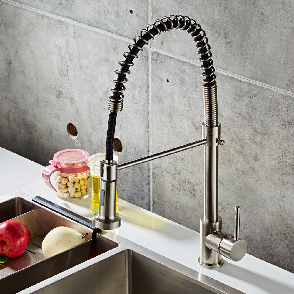 Pull-down Kitchen Faucet-Brushed Nylon Water Pipe