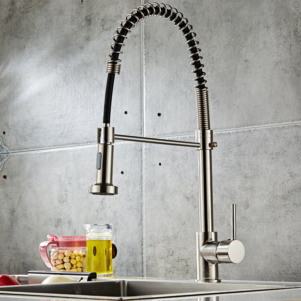 Pull-down Kitchen Faucet-Brushed Nylon Water Pipe