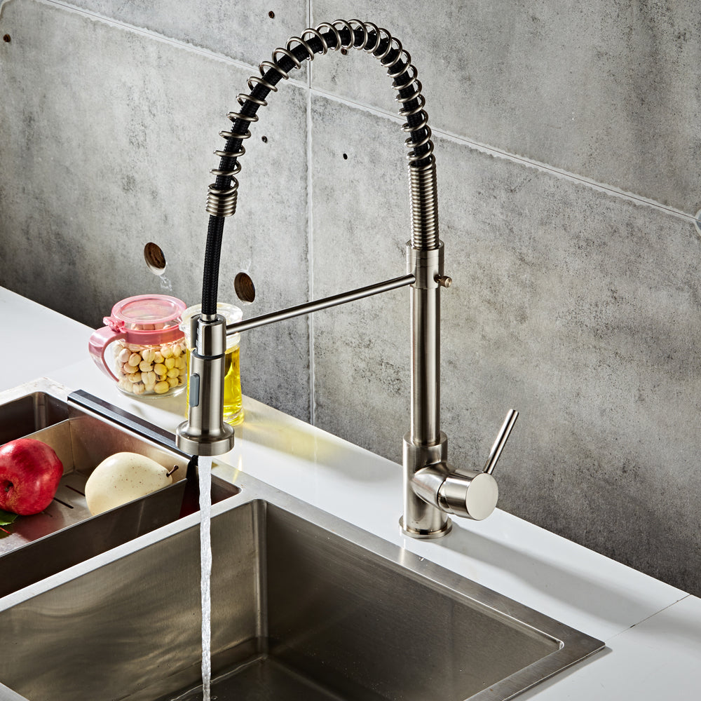 Pull-down Kitchen Faucet-Brushed Nylon Water Pipe