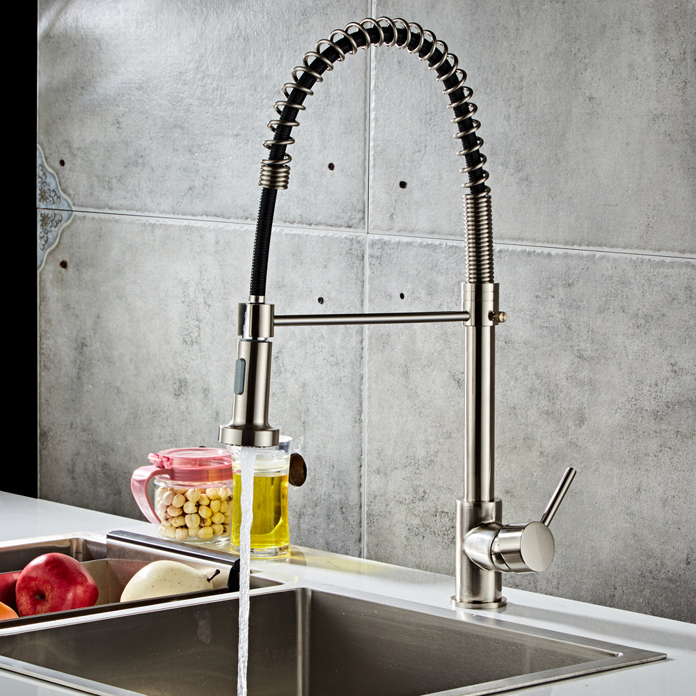 Pull-down Kitchen Faucet-Brushed Nylon Water Pipe