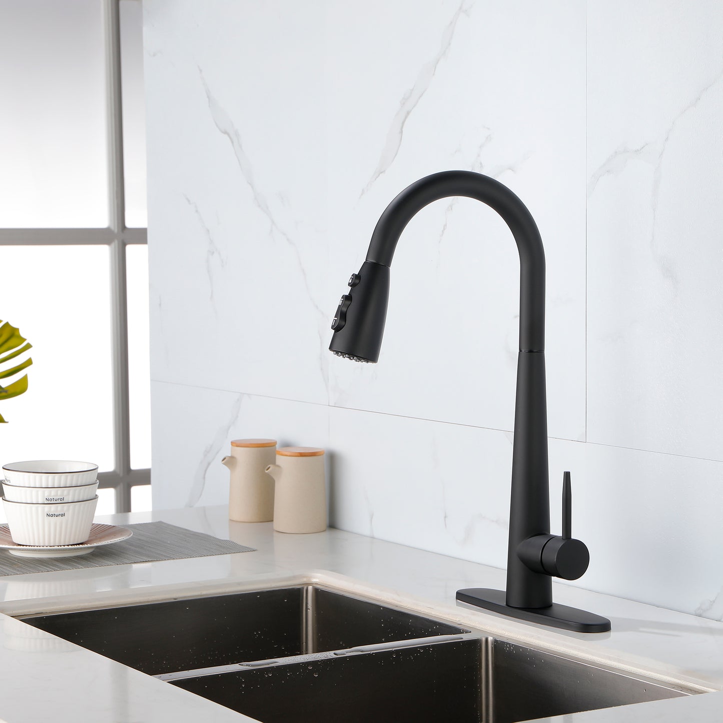 Kitchen Faucets with Pull Down Sprayer, Kitchen Sink Faucet with Pull Out Sprayer, Fingerprint Resistant, Single Hole Deck Mount, Single Handle Copper Kitchen Faucet,