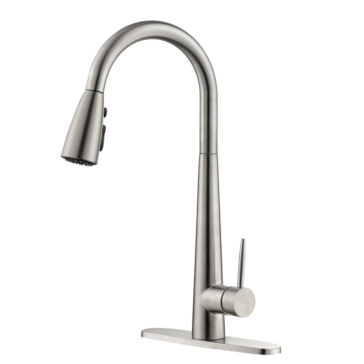 Kitchen Faucet with Pull Down Sprayer Brushed Nickel, High Arc Single Handle Kitchen Sink Faucet with Deck Plate, Commercial Modern Stainless Steel Kitchen Faucets