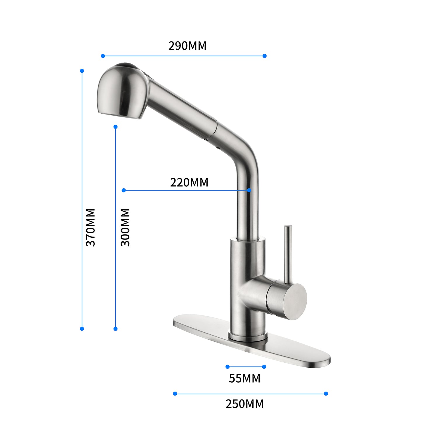 Single-Handle Pull-Out Sprayer Kitchen Faucet in Stainless