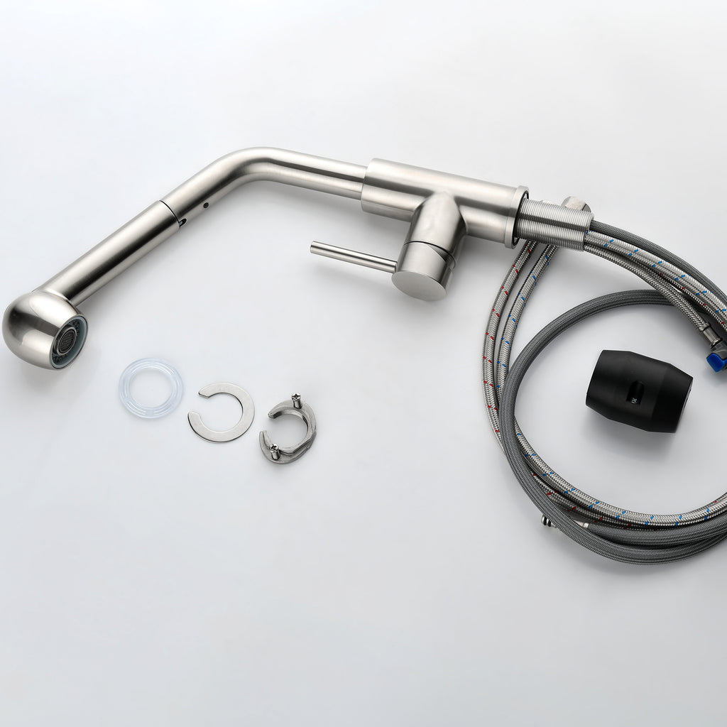 Single-Handle Pull-Out Sprayer Kitchen Faucet in Stainless