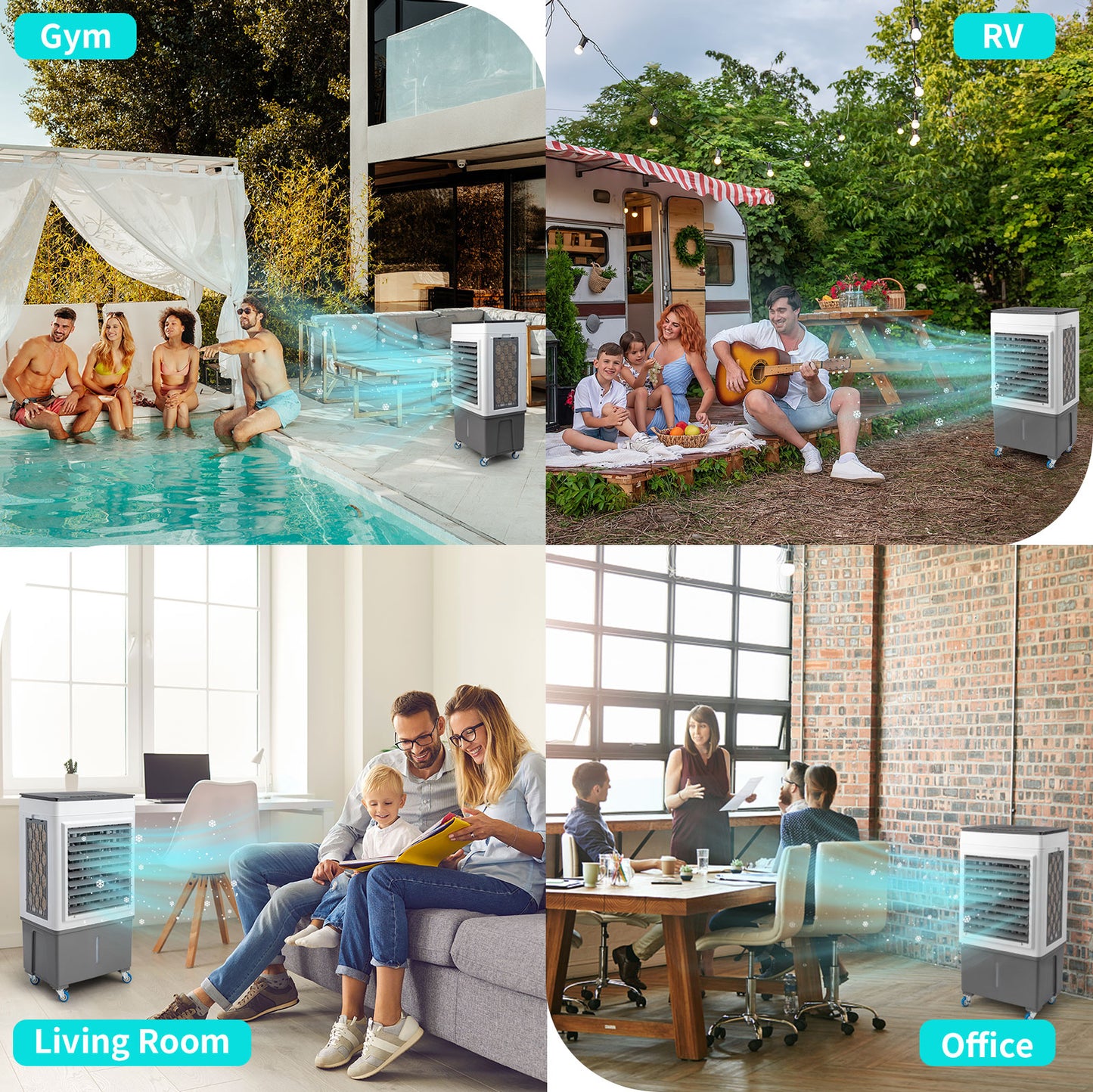 ZOKOP - 3 in 1 Portable Evaporative Cooler,Indoor,Outdoor,2650CFM Personal Air Cooler,remote control ,320 Sq.ft,3 speeds,3modes, 8H timer,Evap Air Coolers Portable Fan Conditioner Cooling, 10.56 Gal L