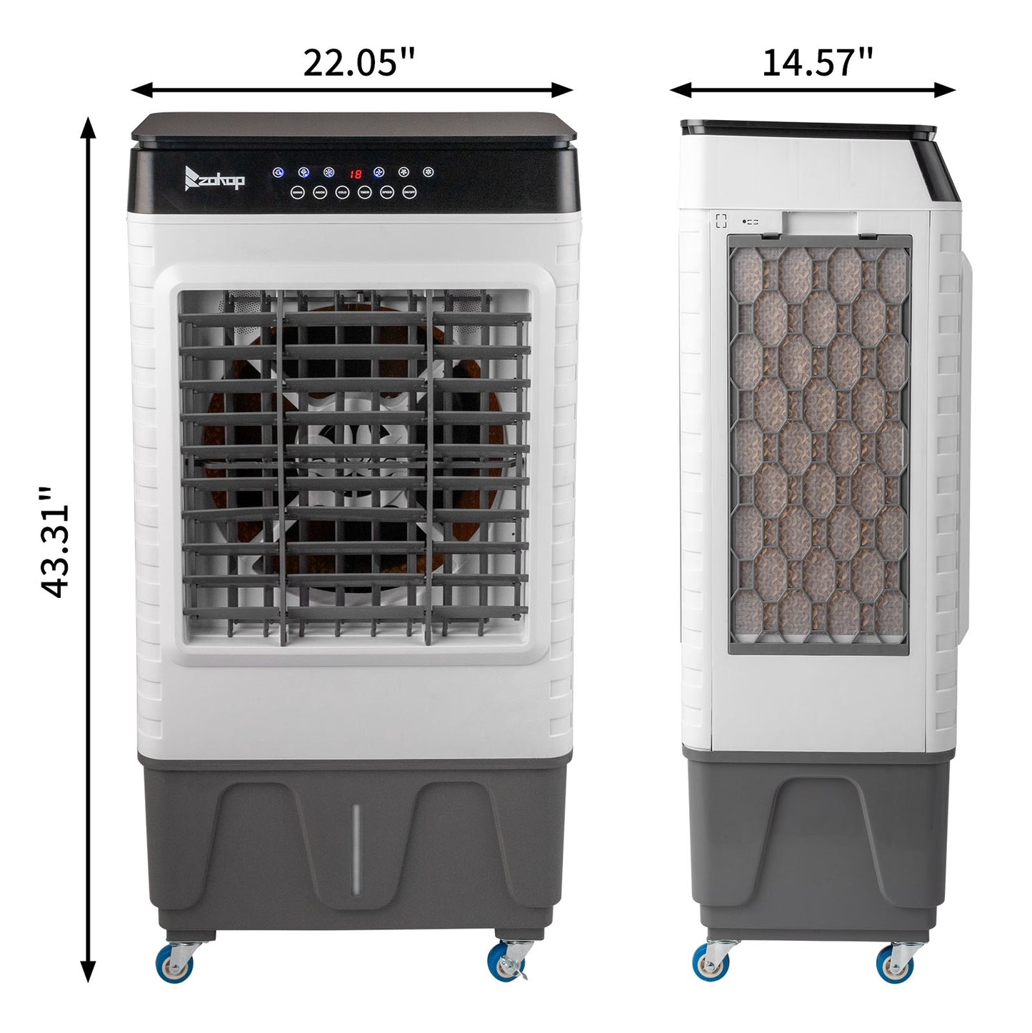 ZOKOP - 3 in 1 Portable Evaporative Cooler,Indoor,Outdoor,2940CFM Personal Air Cooler,remote control ,450 Sq.ft,3 speeds,3modes, 12H timer,Evap Air Coolers Portable Fan Conditioner Cooling, 13.2 Gal L