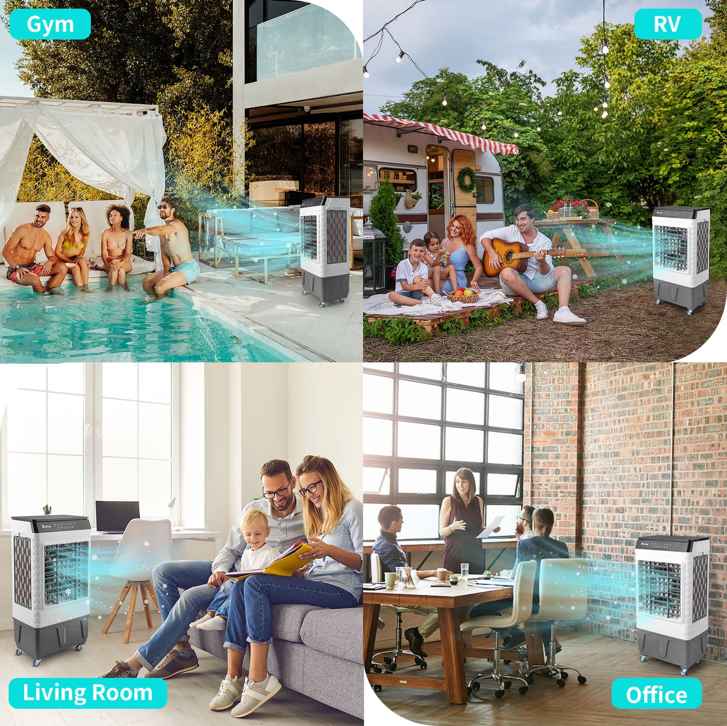 ZOKOP - 3 in 1 Portable Evaporative Cooler,Indoor,Outdoor,2940CFM Personal Air Cooler,remote control ,450 Sq.ft,3 speeds,3modes, 12H timer,Evap Air Coolers Portable Fan Conditioner Cooling, 13.2 Gal L