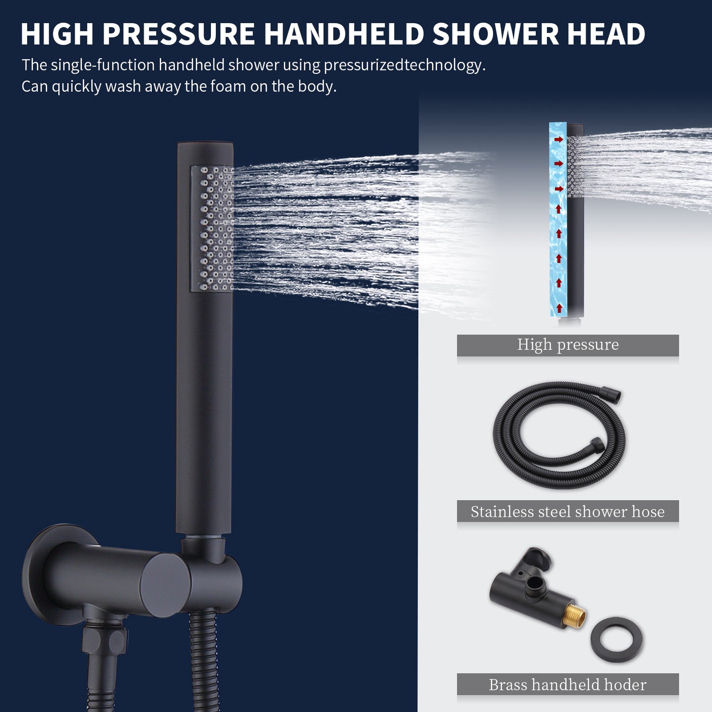 Shower System Shower Faucet Combo Set Wall Mounted with 10" Rainfall Shower Head and handheld shower faucet, Matte Black Finish with Brass Valve Rough-In