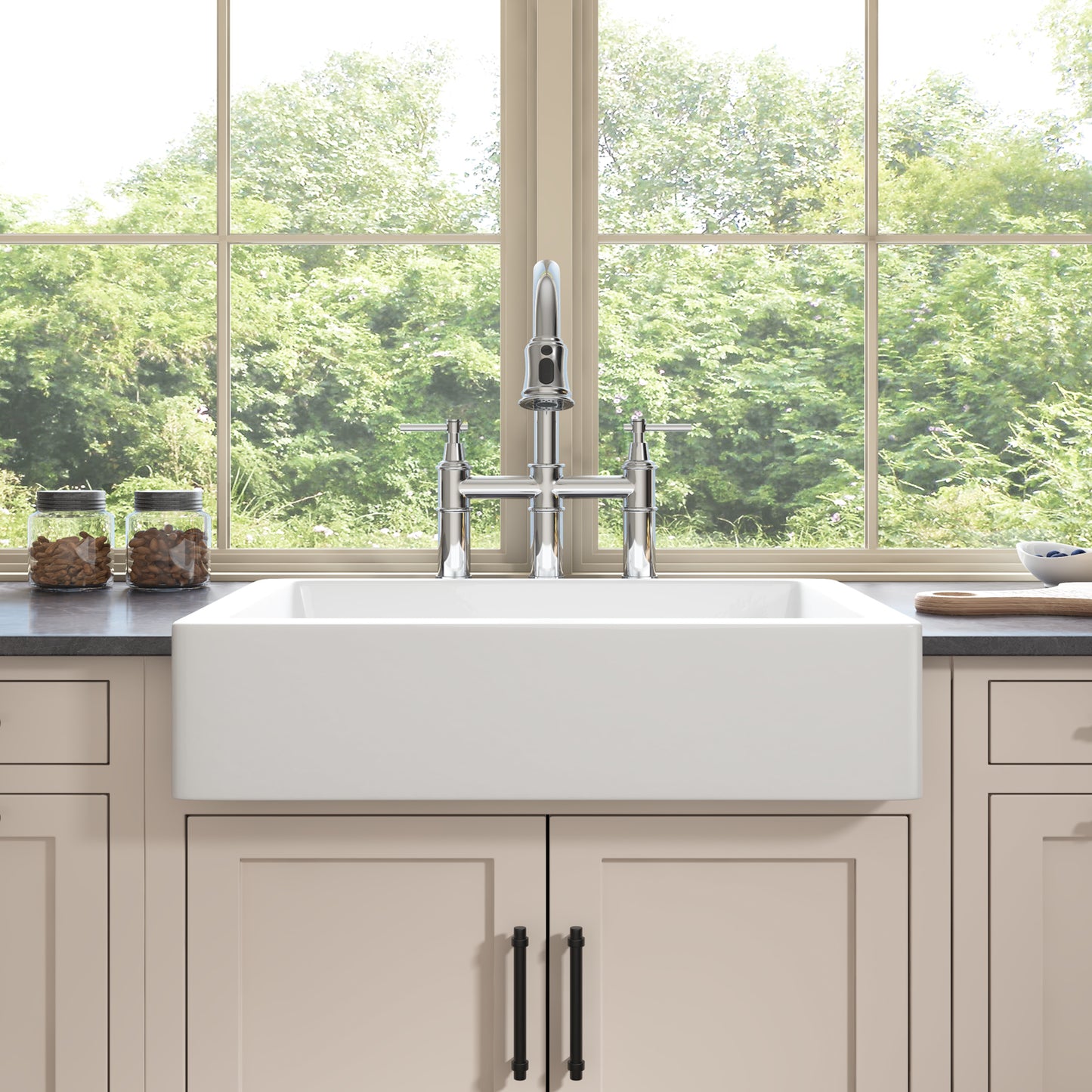 Pull Down Double Handle Kitchen Faucet