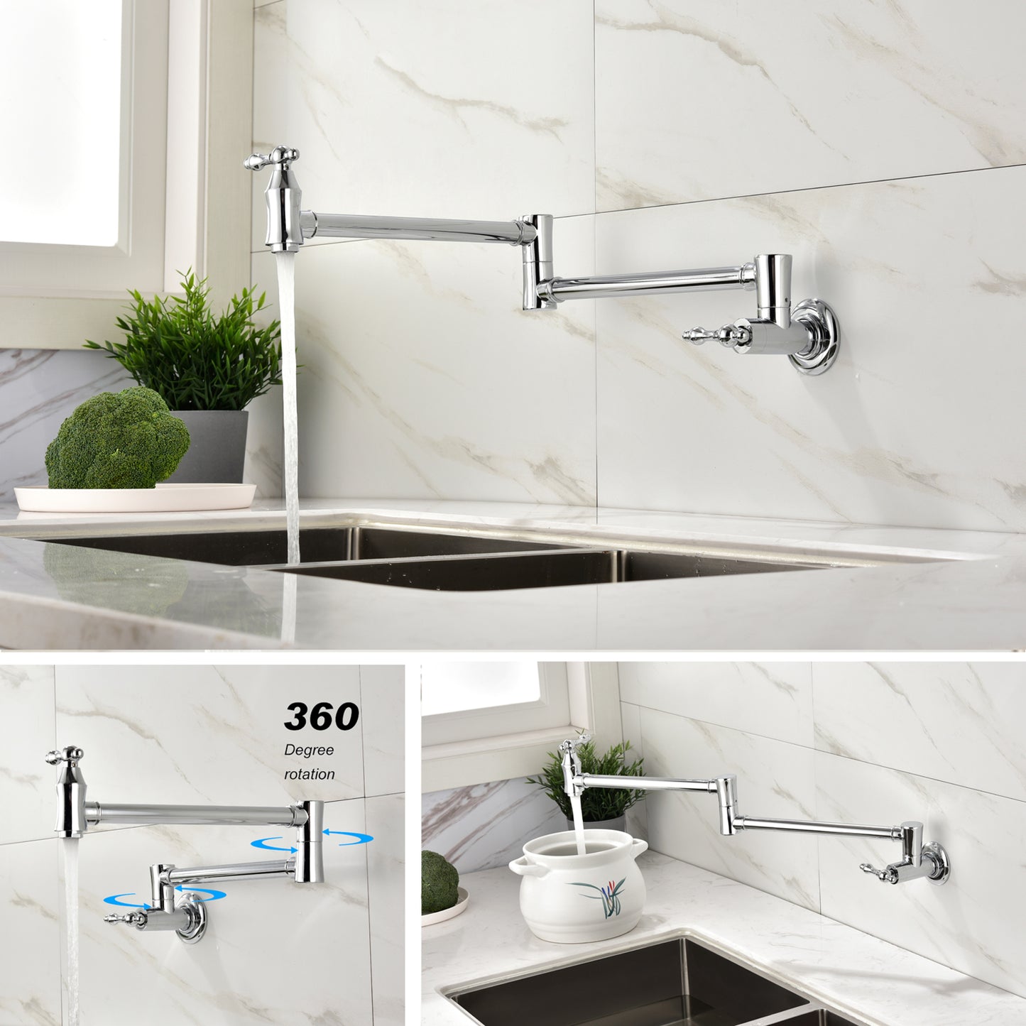 Folding faucet Pot Filler Faucet Wall Mount