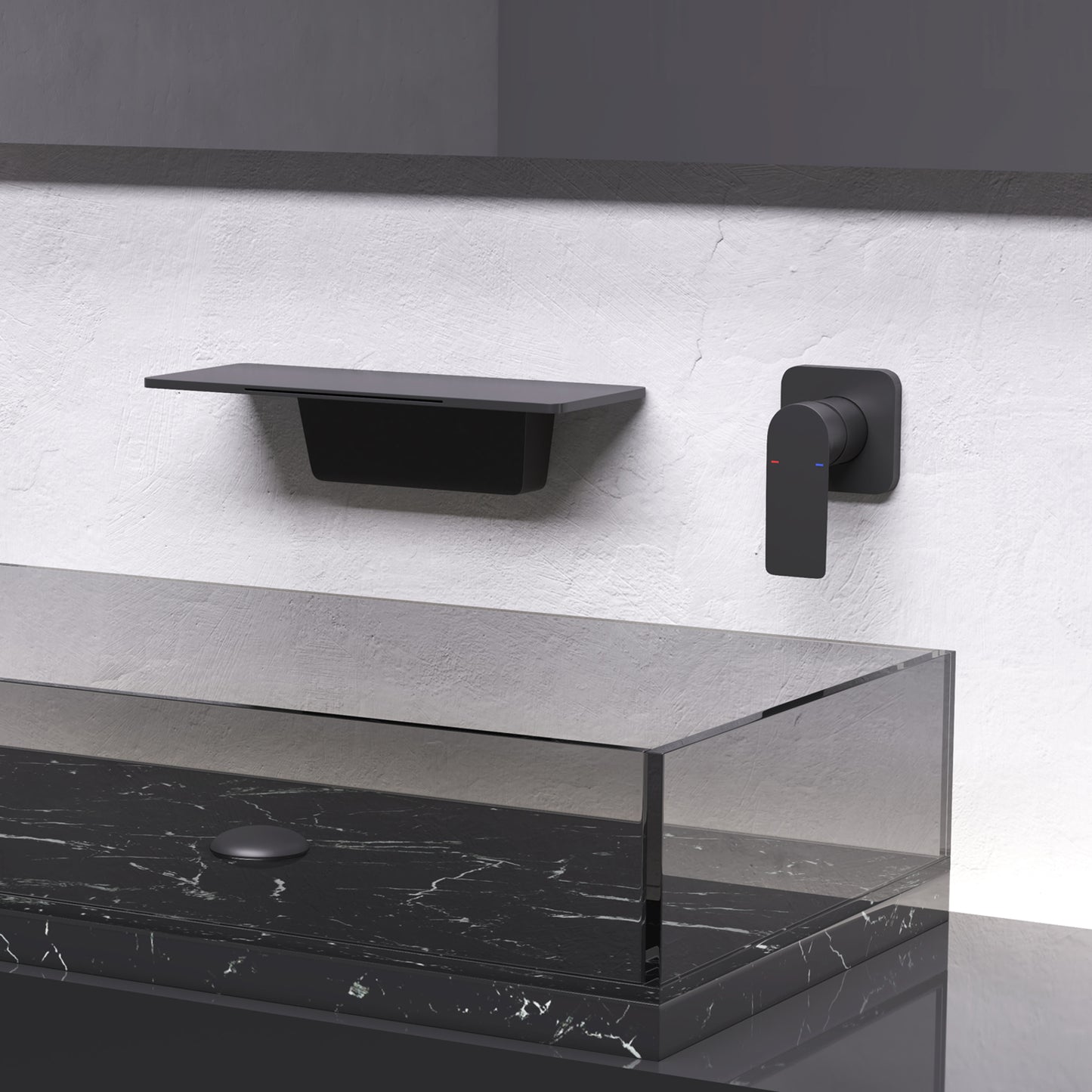 Wall mounted bathroom waterfall faucet